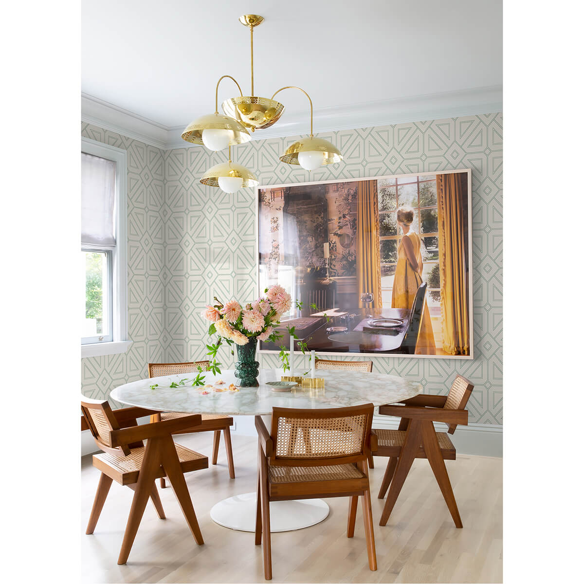 voltaire-green-beaded-geometric-wallpaper-york-wallcoverings-2973-87373 - York Wallcoverings Wallpaper