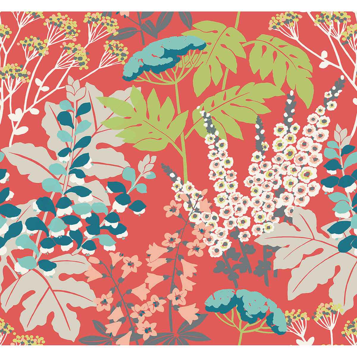 Brie Red Forest Flowers Wallpaper - York Wallcoverings - 2973-90021 - York Wallcoverings Wallpaper