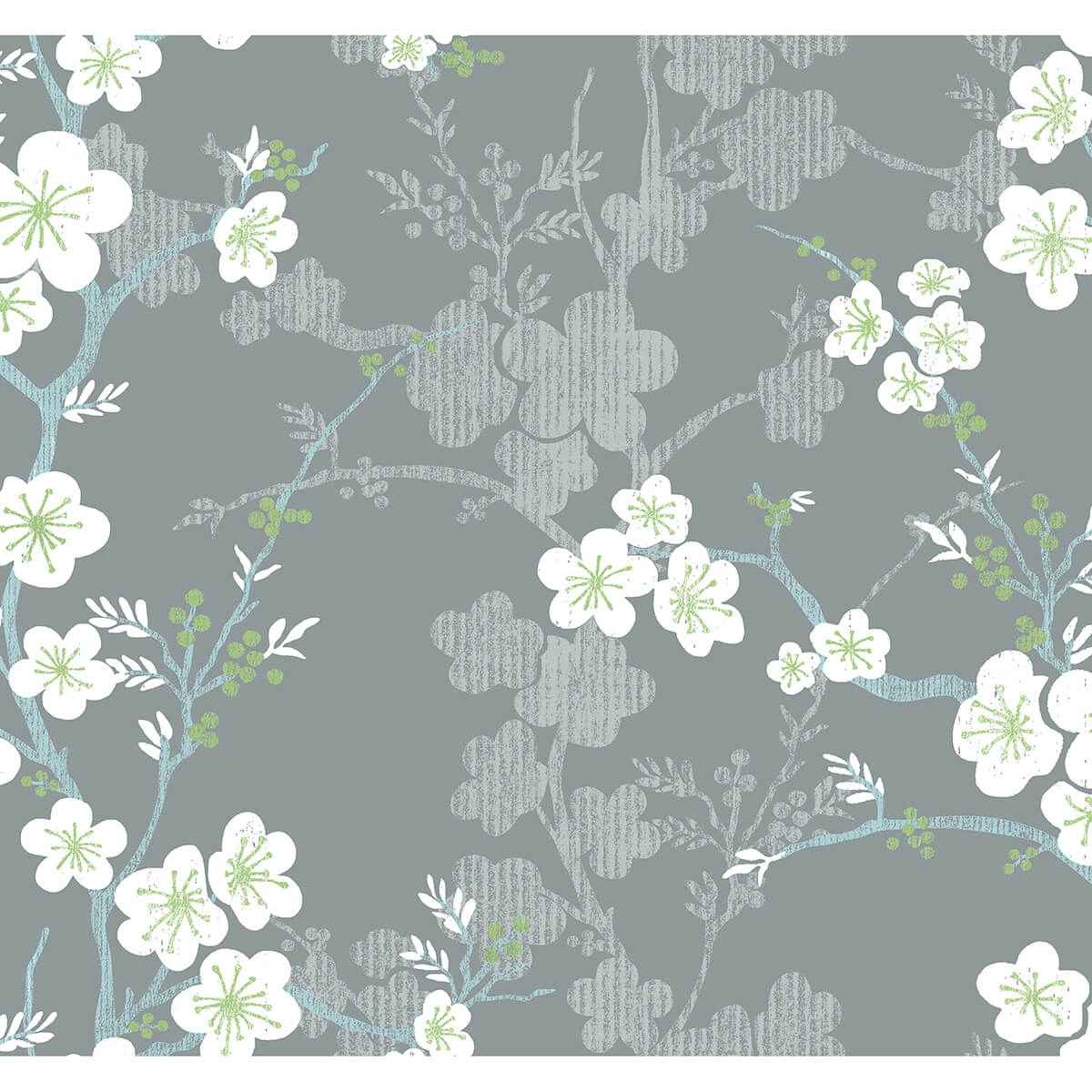 Nicolette Grey Floral Trail Wallpaper - York Wallcoverings - 2973-90108