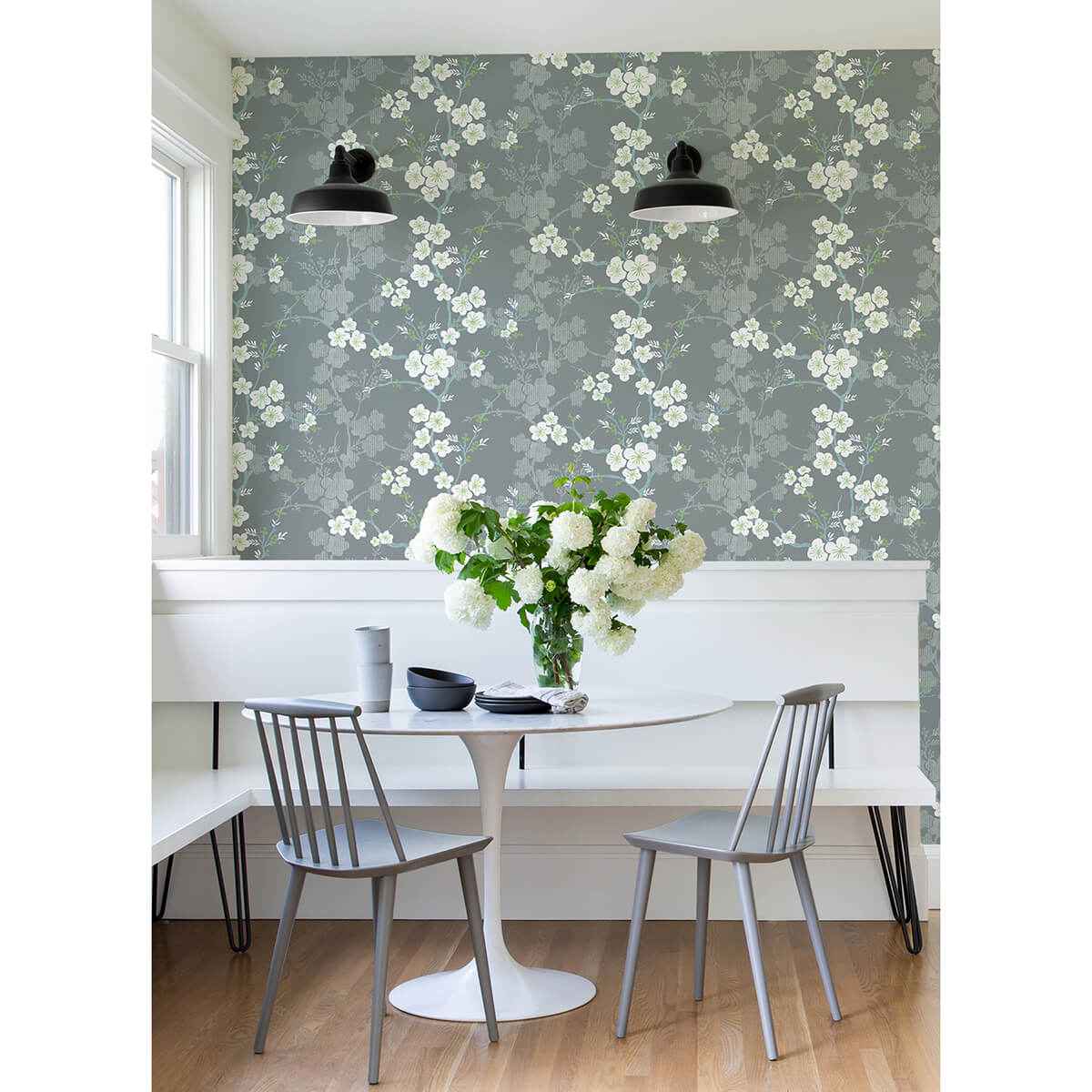 Nicolette Grey Floral Trail Wallpaper - York Wallcoverings - 2973-90108 - York Wallcoverings Wallpaper