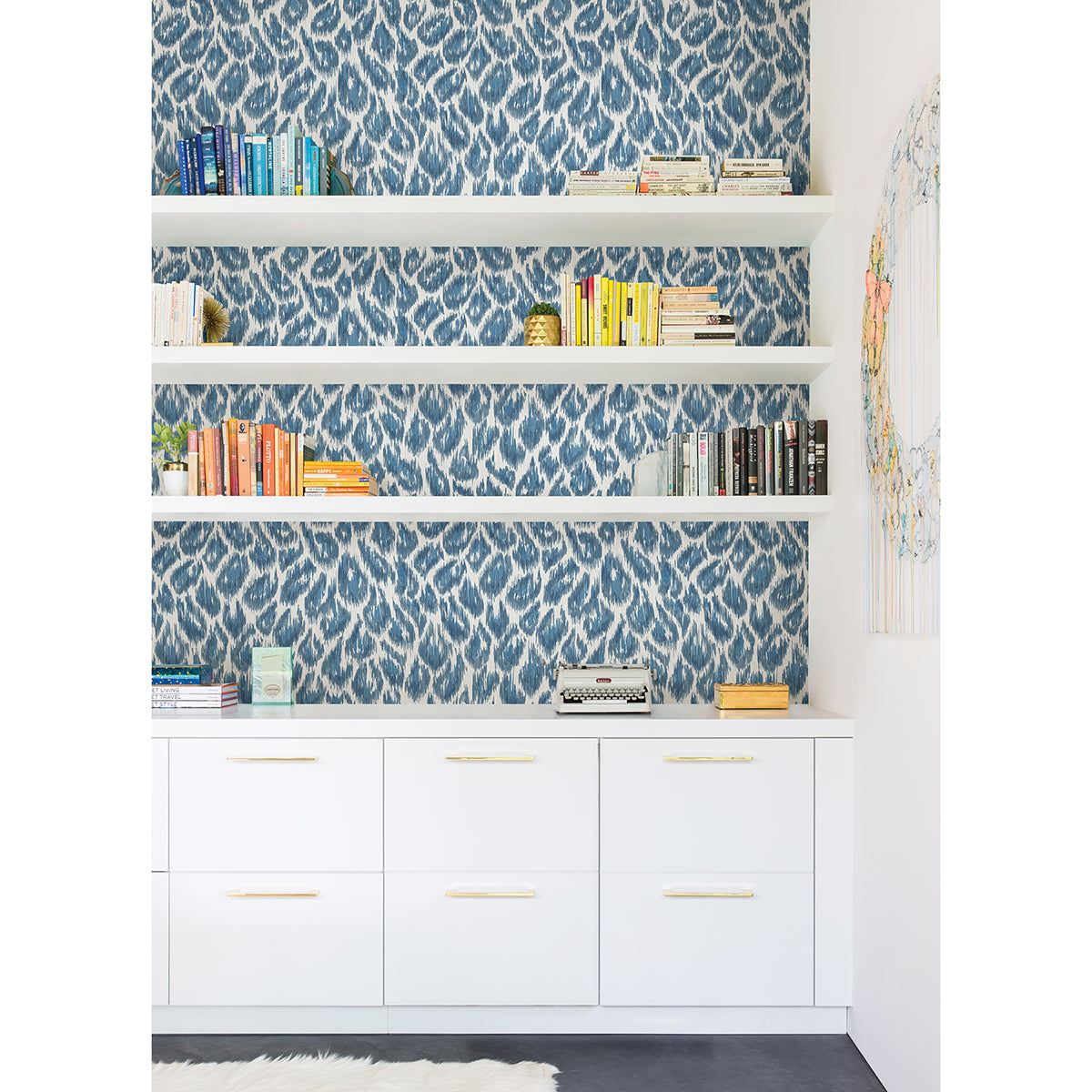 Electra Blue Leopard Spot String Wallpaper  | Brewster Wallcovering - The WorkRm