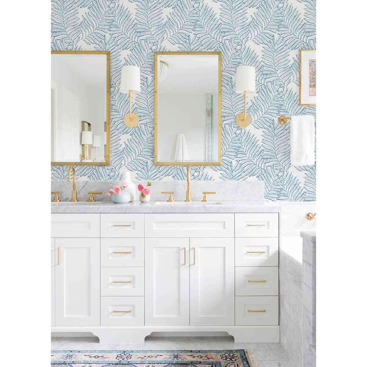 Finnley Blue Inked Fern Wallpaper - York Wallcoverings - 2973-90503 - York Wallcoverings Wallpaper
