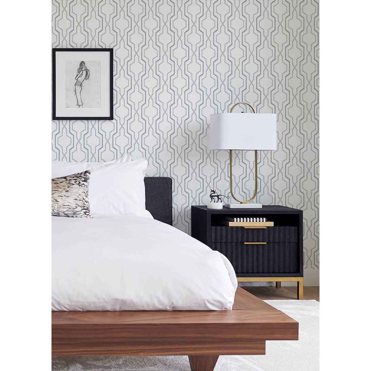 Rion Grey Trellis Wallpaper - York Wallcoverings - 2973-90602 - York Wallcoverings Wallpaper