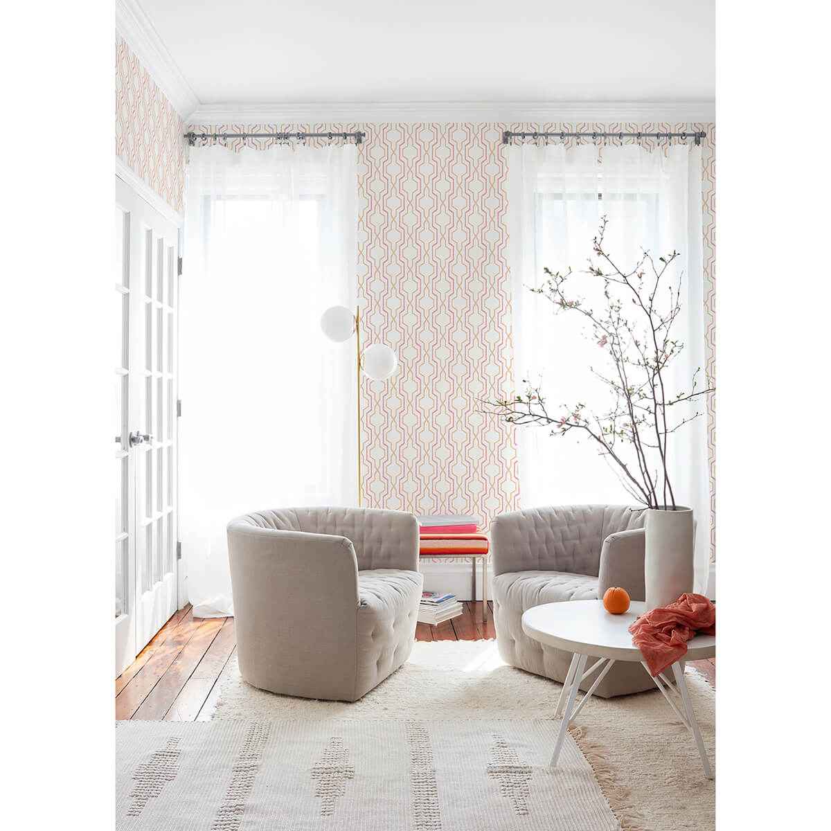 Rion Orange Trellis Wallpaper - York Wallcoverings - 2973-90603 - York Wallcoverings Wallpaper