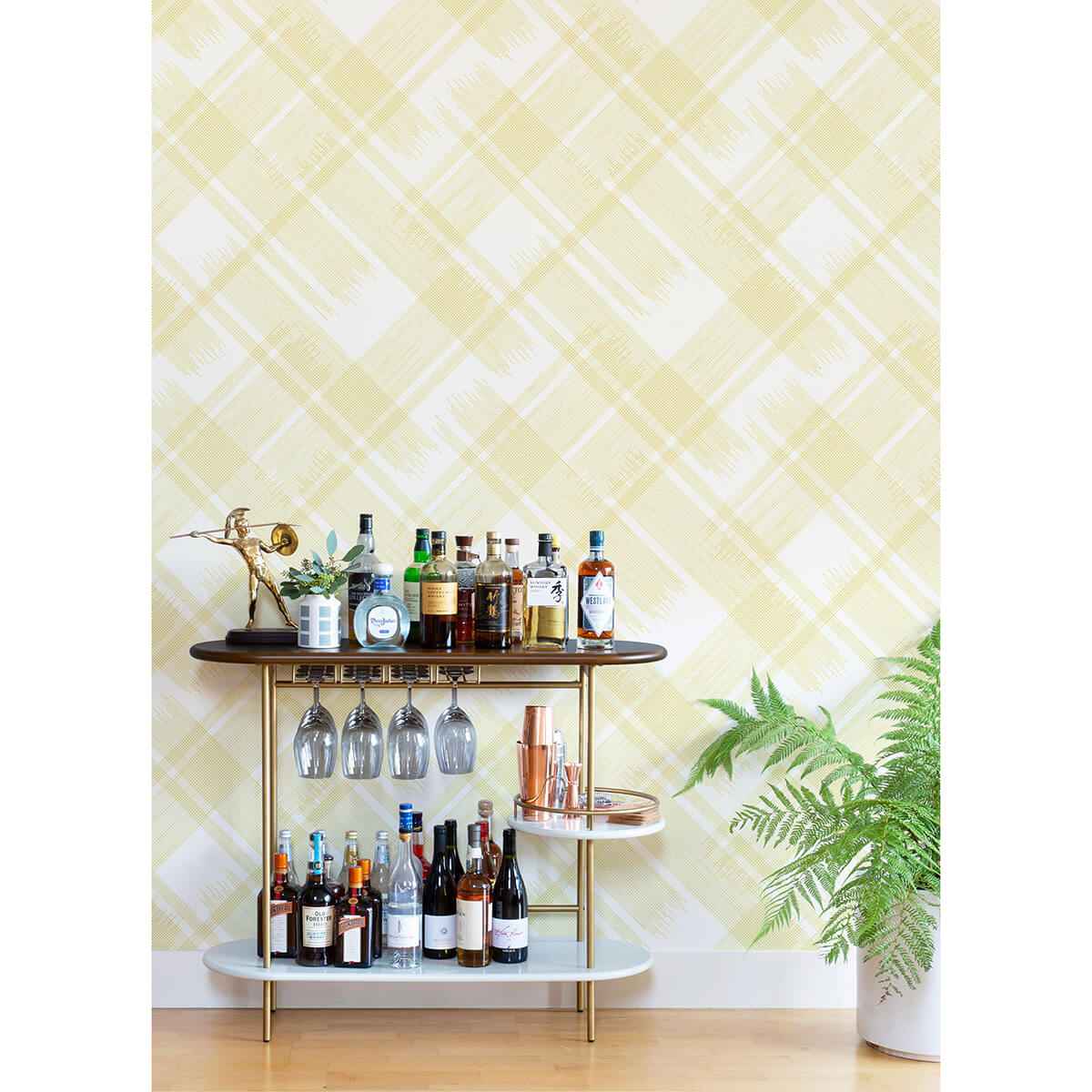 Zag Yellow Modern Plaid Wallpaper - York Wallcoverings - 2973-90701 - York Wallcoverings Wallpaper