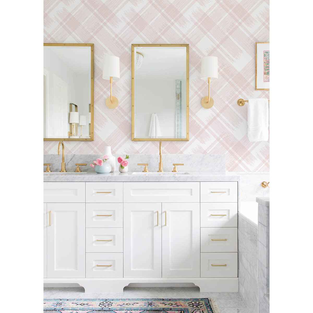 Zag Pink Modern Plaid Wallpaper - York Wallcoverings - 2973-90702 - York Wallcoverings Wallpaper