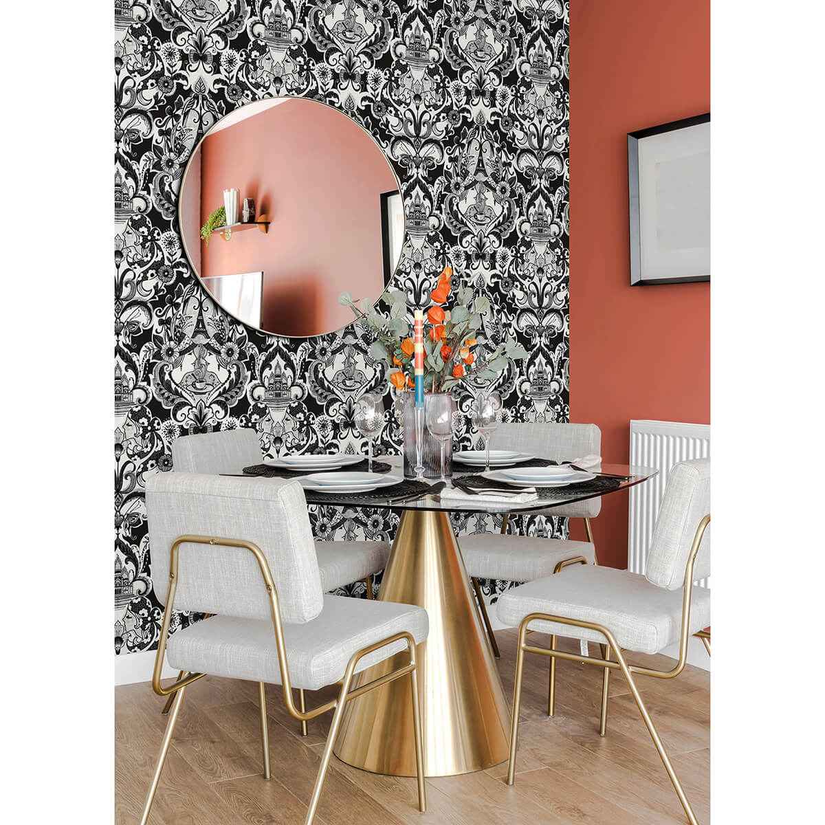Sadie Black Parisian Damask Wallpaper - York Wallcoverings - 2973-90886 - York Wallcoverings Wallpaper