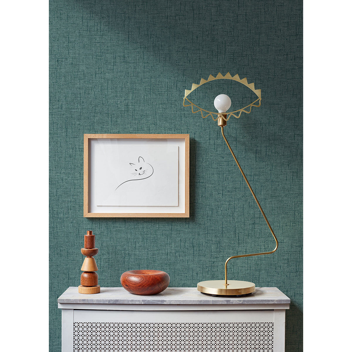 Bentley Teal Faux Linen Wallpaper  | Brewster Wallcovering - The WorkRm