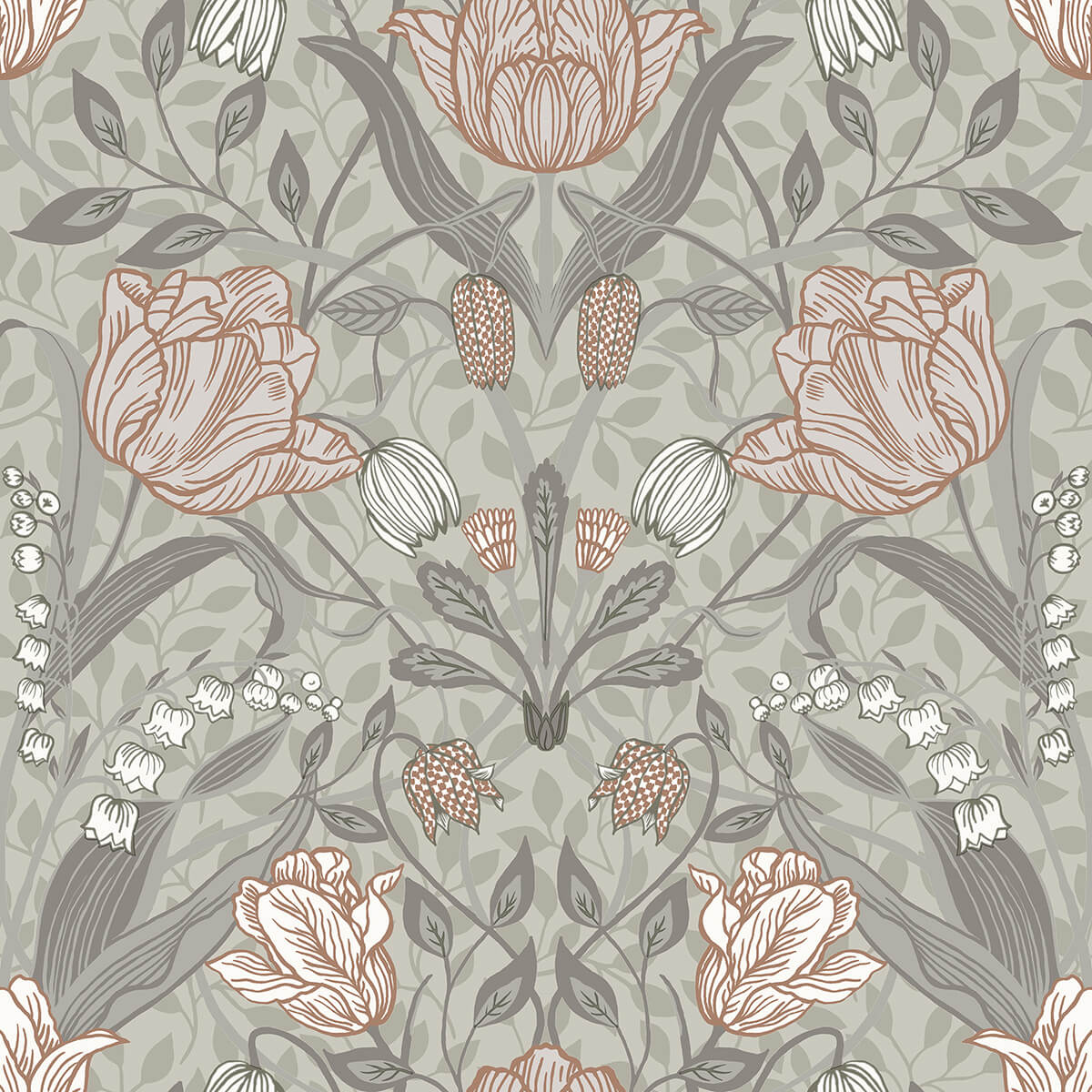 filippa-grey-tulip-wallpaper-york-wallcoverings-2999-44105 - York Wallcoverings Wallpaper