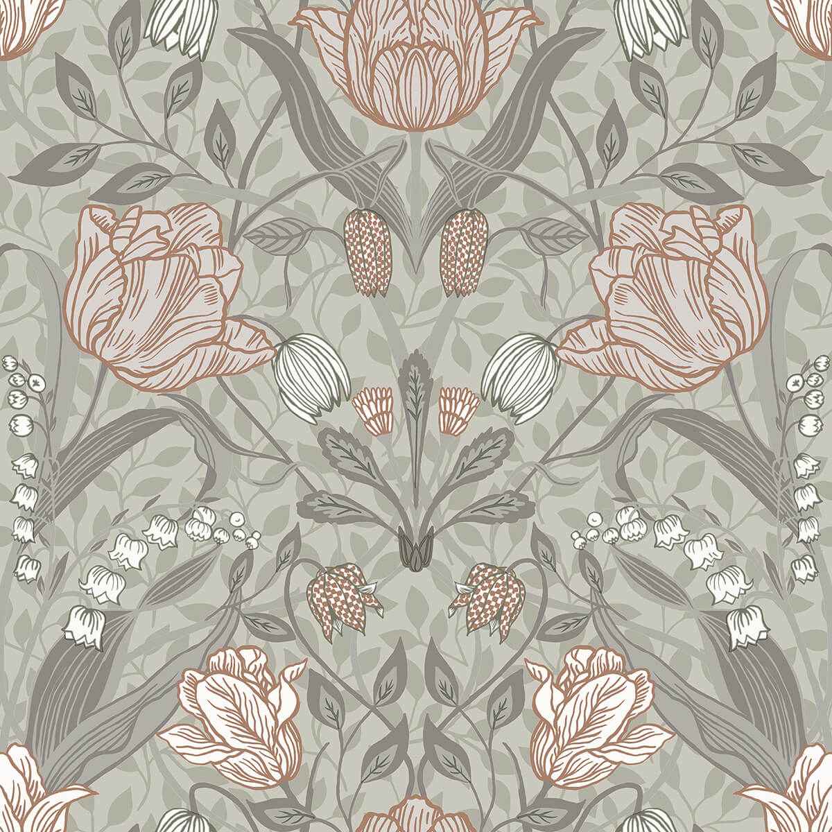 Filippa Grey Tulip Wallpaper - York Wallcoverings - 2999-44105 - York Wallcoverings Wallpaper