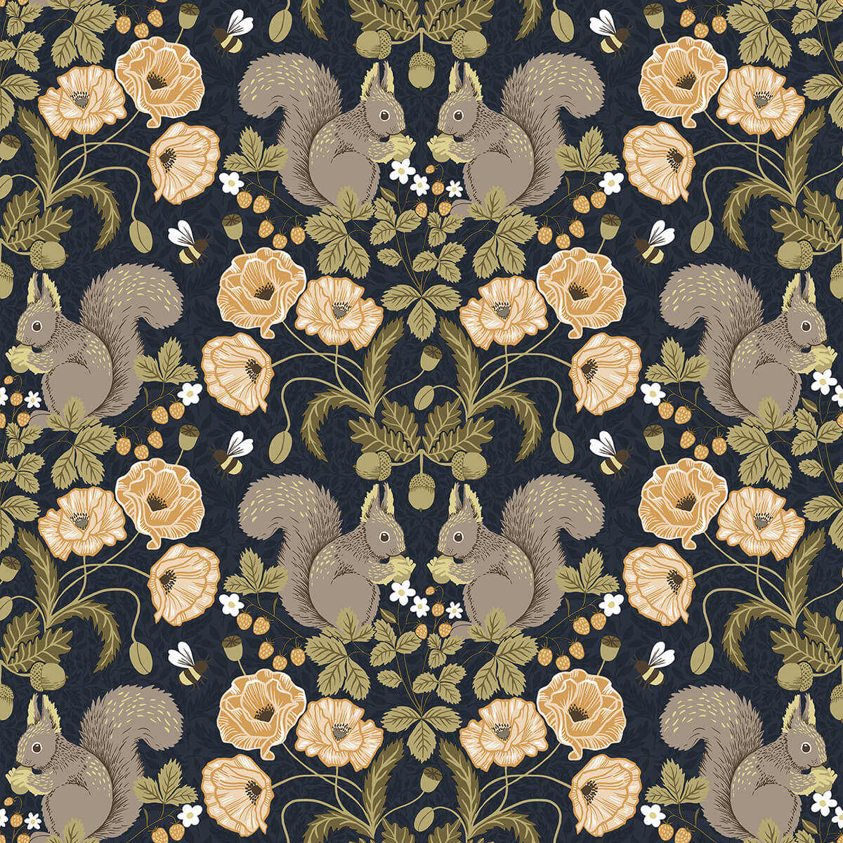 kurre-dark-blue-woodland-damask-wallpaper-york-wallcoverings-2999-44123 - York Wallcoverings Wallpaper