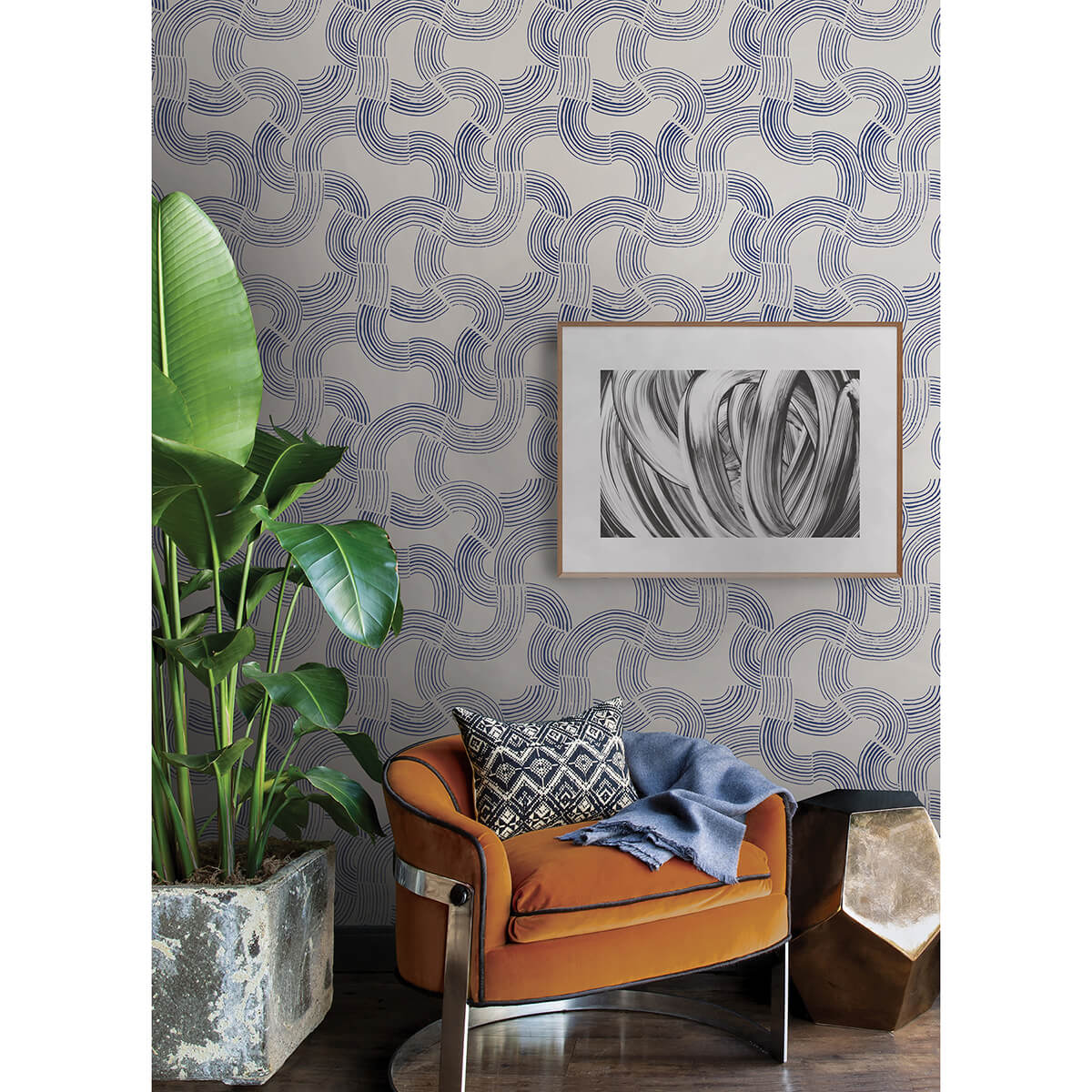 Cobalt Hokime Peel & Stick Wallpaper - York Wallcoverings - NUS4318 - York Wallcoverings Wallpaper