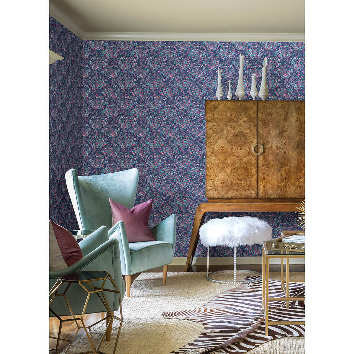 Cobalt Flamingo Peel & Stick Wallpaper - York Wallcoverings - NUS4326 - York Wallcoverings Wallpaper