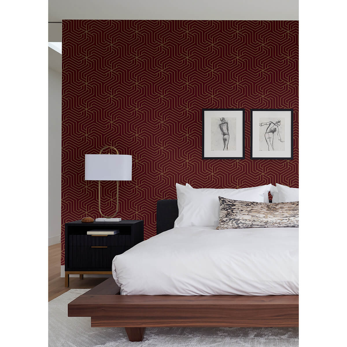 Burgundy Ramsey Peel & Stick Wallpaper - York Wallcoverings - RZS4527 - York Wallcoverings Wallpaper