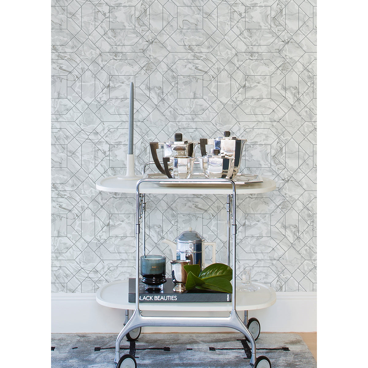 Silver Seraphina Peel & Stick Wallpaper - York Wallcoverings - RZS4532