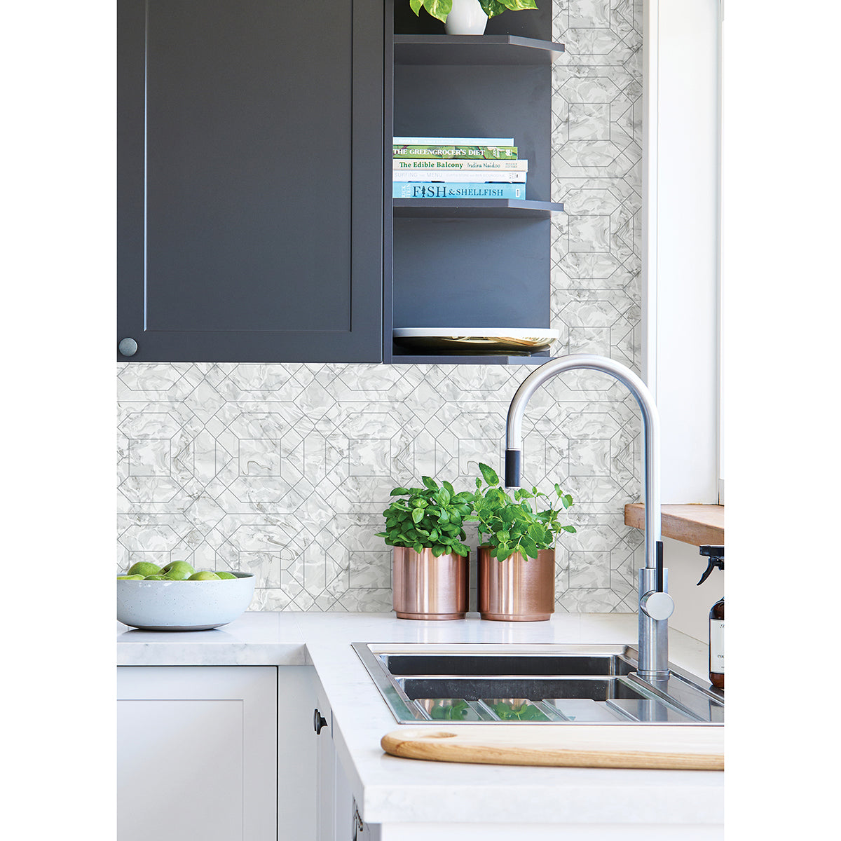 Silver Seraphina Peel & Stick Wallpaper - York Wallcoverings - RZS4532 - York Wallcoverings Wallpaper