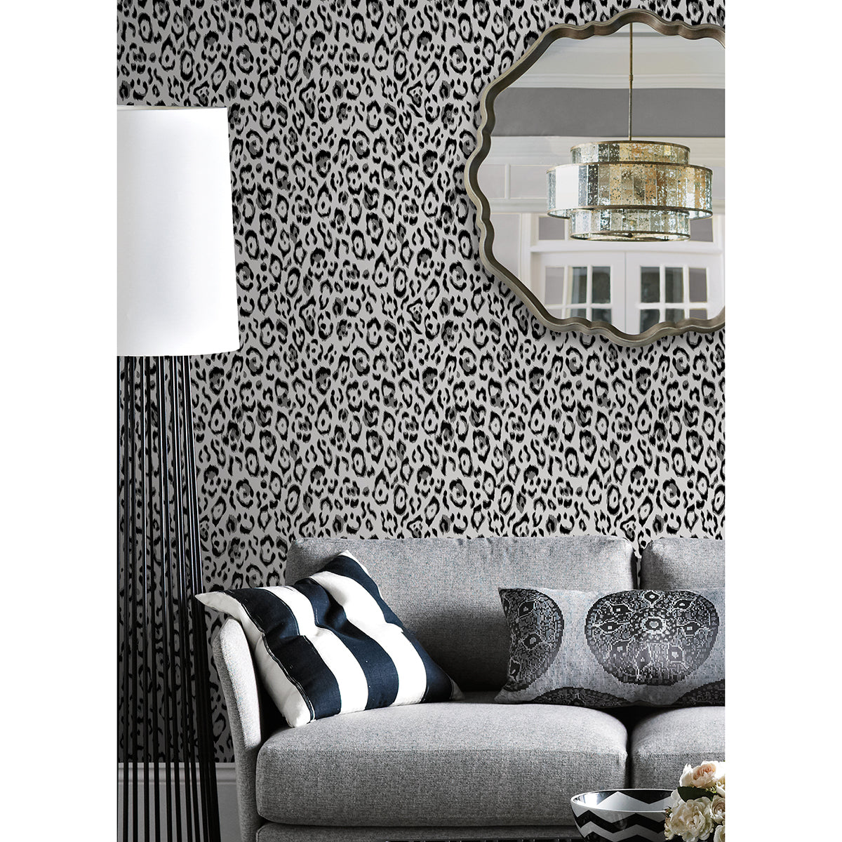 Black Marlowe Novelty Peel and Stick Wallpaper - Brewster Wallcovering