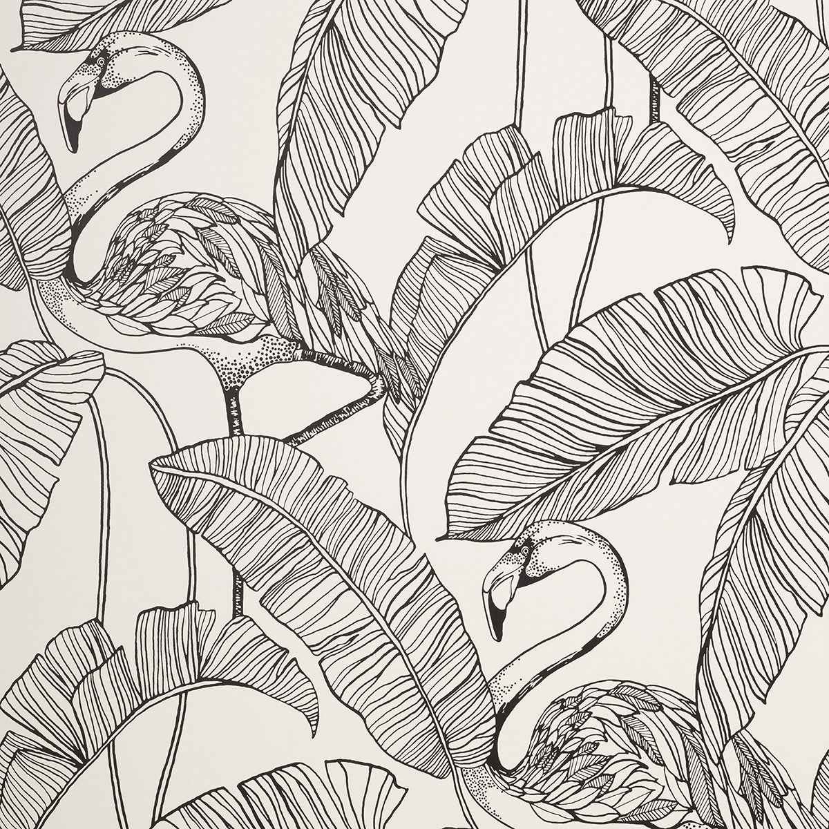 Mulholland White Flamingo Wallpaper - York Wallcoverings - FD42944