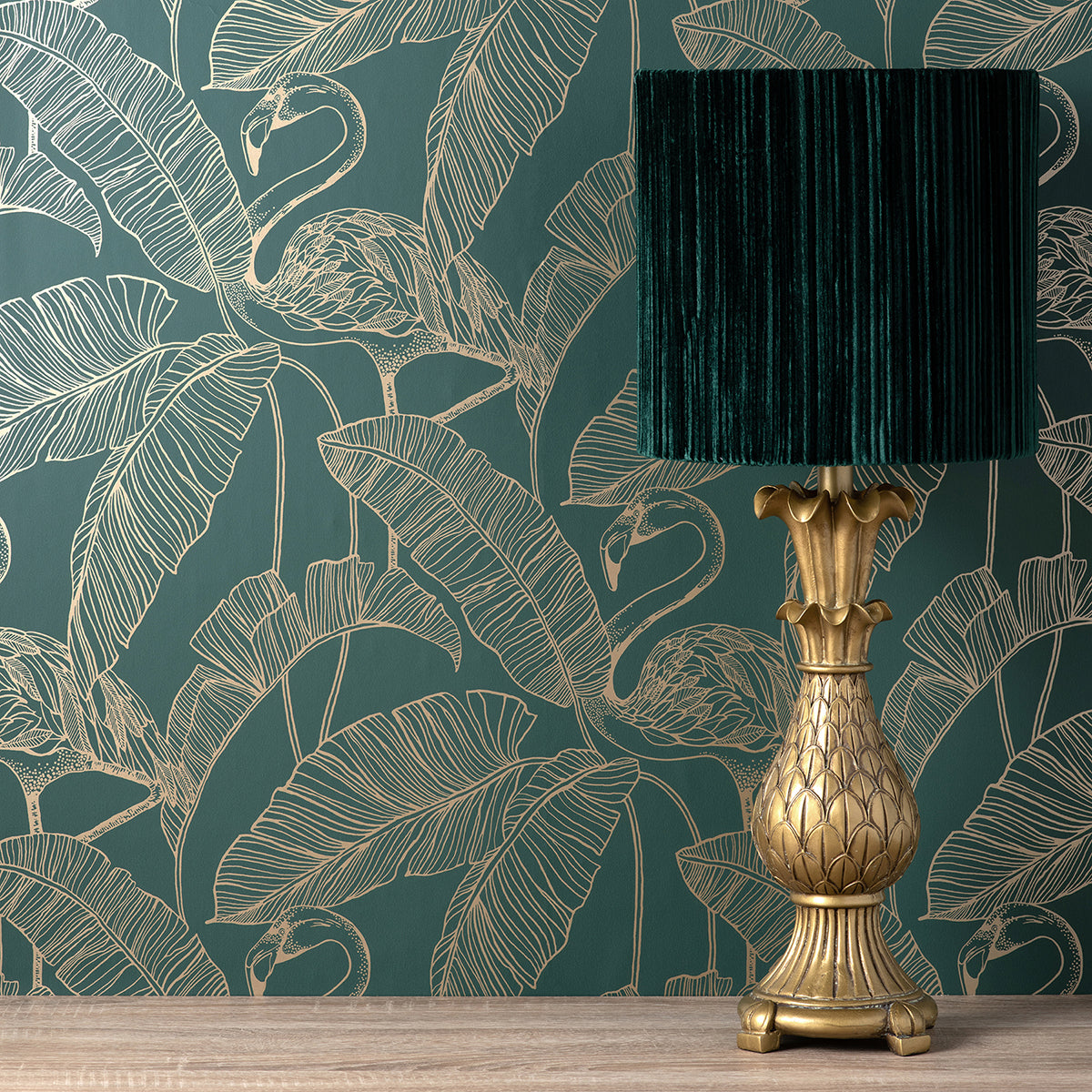 mulholland-dark-green-flamingo-wallpaper-york-wallcoverings-fd42946 - York Wallcoverings Wallpaper