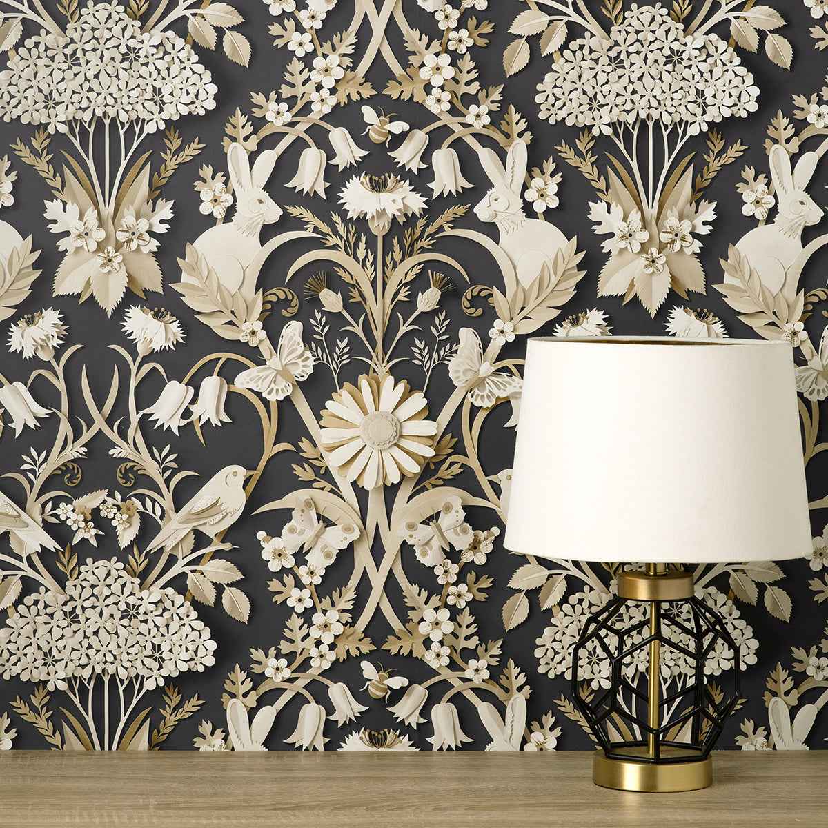 Fae Charcoal Woodland Wallpaper - York Wallcoverings - FD42948 - York Wallcoverings Wallpaper