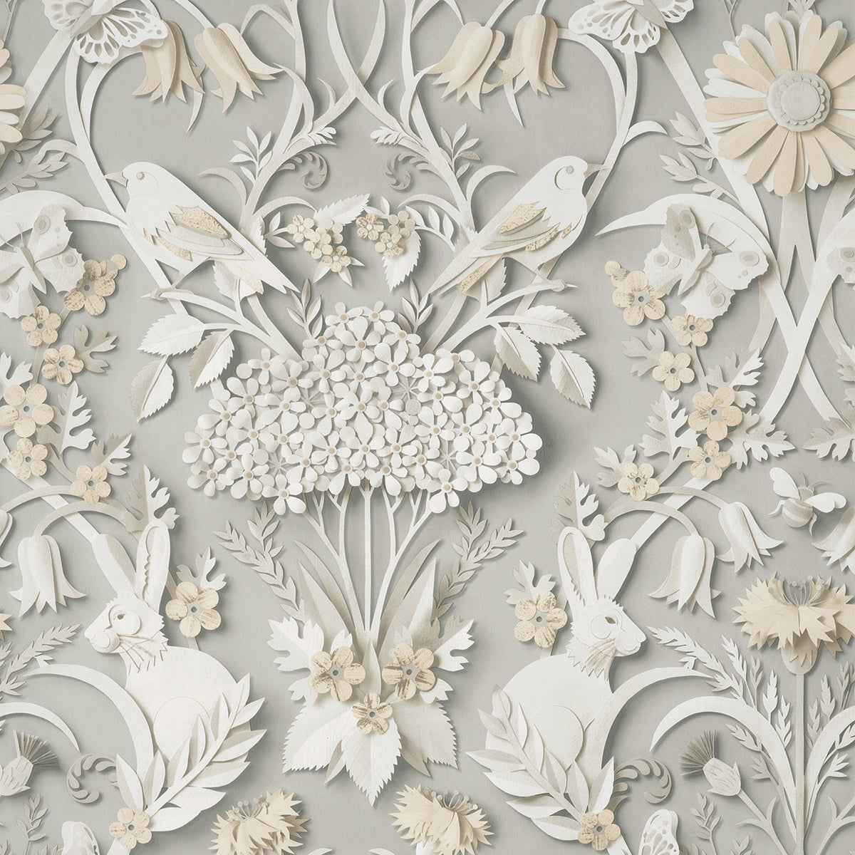 Fae Light Grey Woodland Wallpaper - York Wallcoverings - FD42952