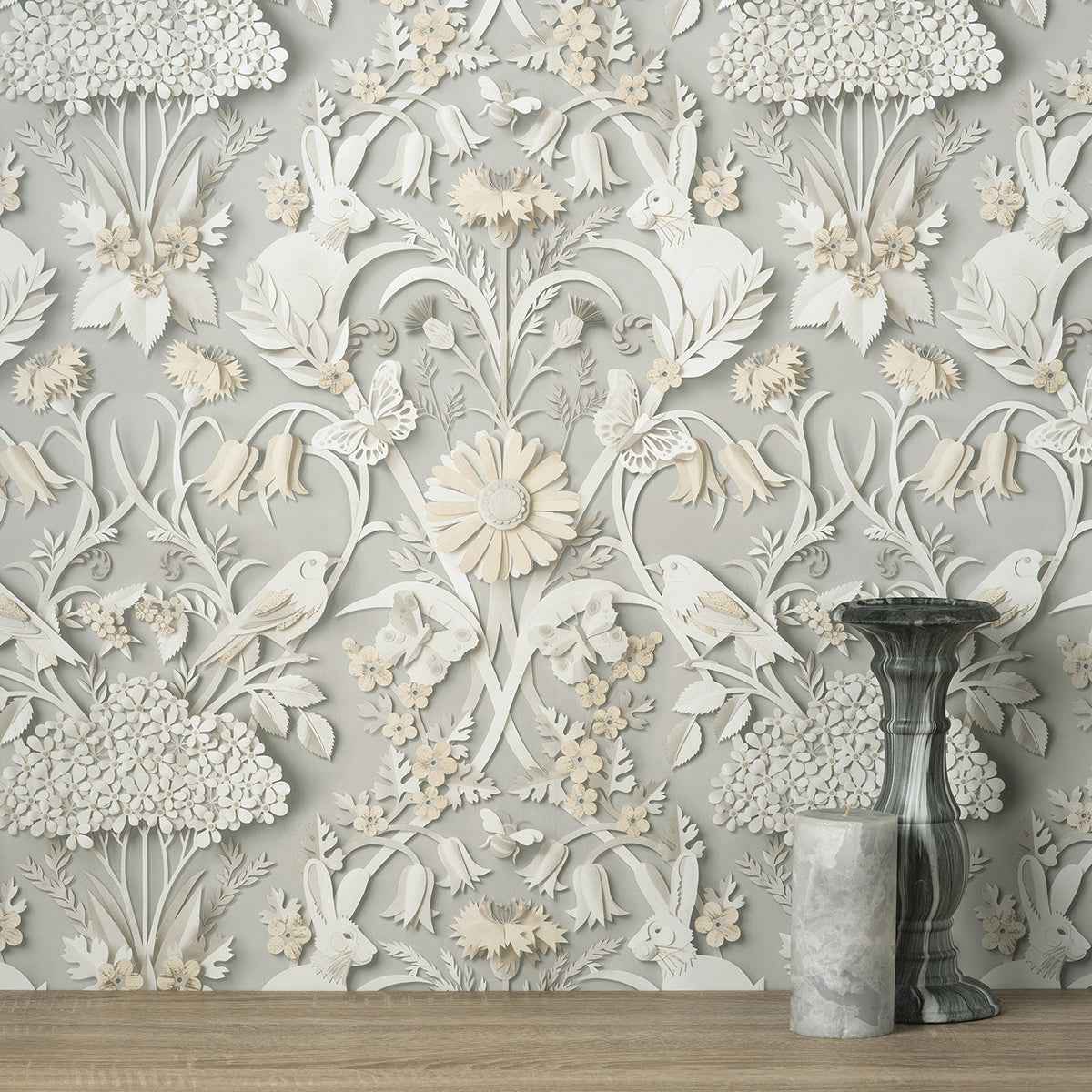 Fae Light Grey Woodland Wallpaper - York Wallcoverings - FD42952 - York Wallcoverings Wallpaper