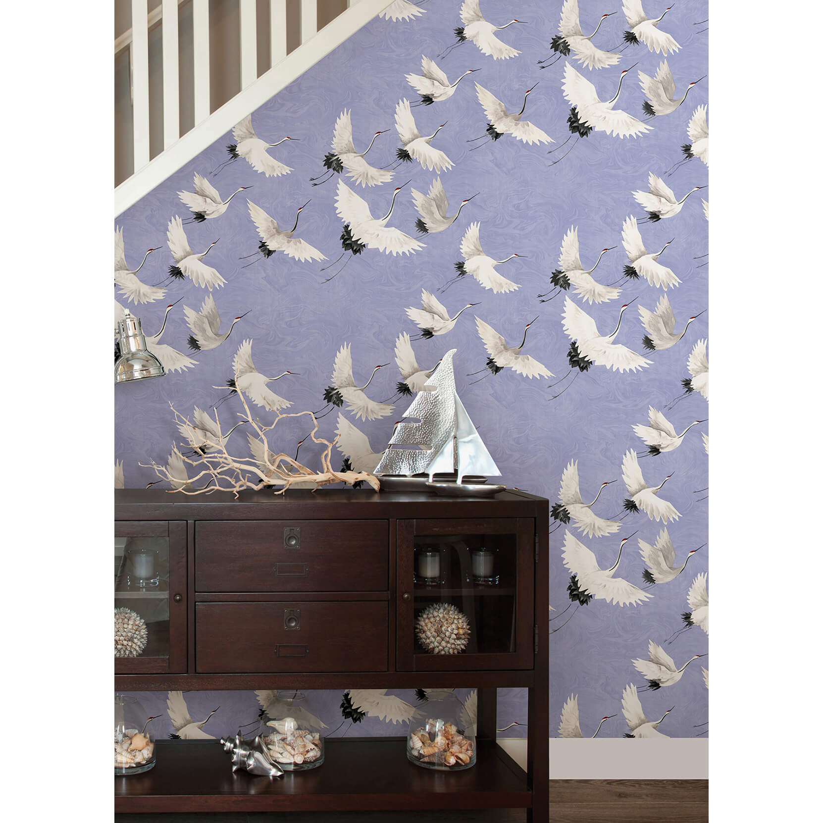 Hydrangea Halcyon Birds Peel and Stick Wallpaper - York Wallcoverings - NUS4622 - York Wallcoverings Wallpaper