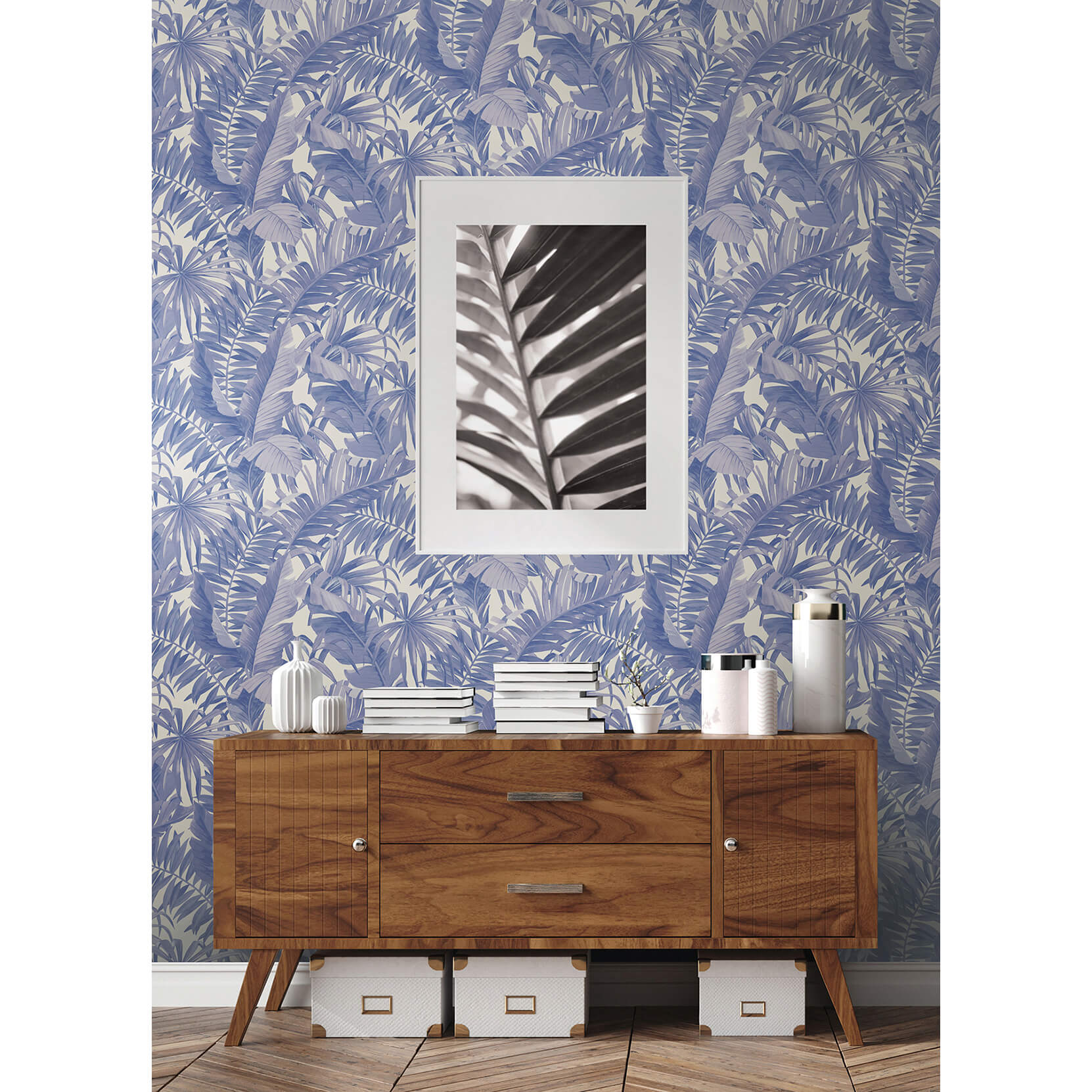Periwinkle Maui Leaf Peel and Stick Wallpaper - York Wallcoverings - NUS4623 - York Wallcoverings Wallpaper