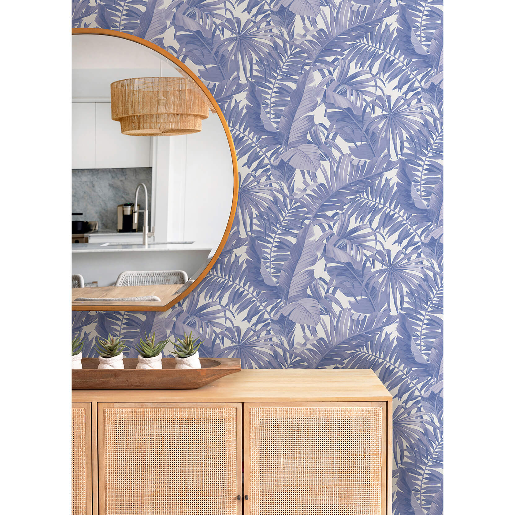 Periwinkle Maui Leaf Peel and Stick Wallpaper - York Wallcoverings - NUS4623 - York Wallcoverings Wallpaper