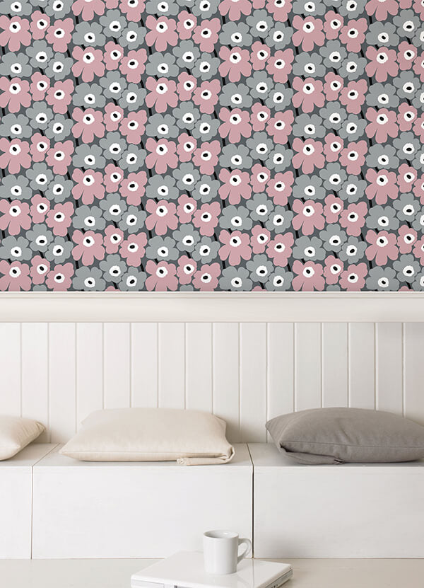Pink Pieni Unikko Peel and Stick Wallpaper - York Wallcoverings - MKS4491 - York Wallcoverings Wallpaper