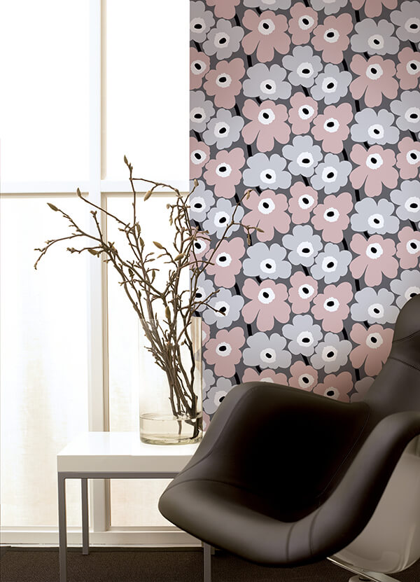 Pink Pieni Unikko Peel and Stick Wallpaper - York Wallcoverings - MKS4491 - York Wallcoverings Wallpaper