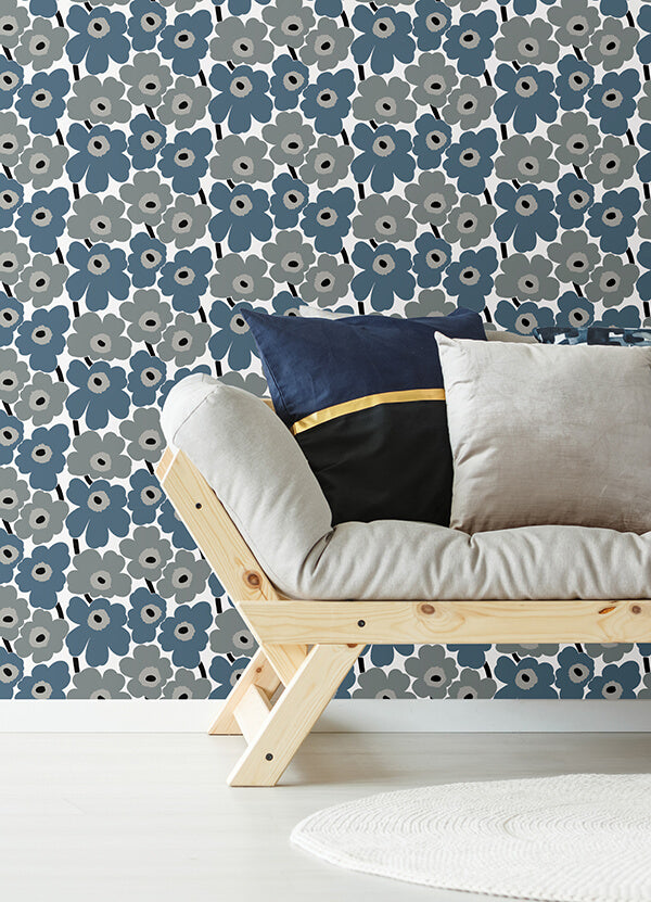 Grey Pieni Unikko Peel and Stick Wallpaper - York Wallcoverings - MKS4493 - York Wallcoverings Wallpaper