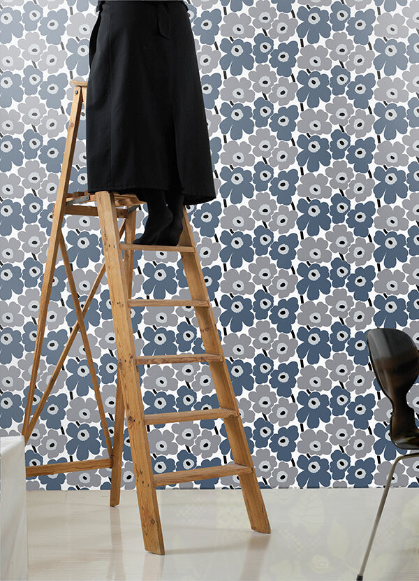 Grey Pieni Unikko Peel and Stick Wallpaper - York Wallcoverings - MKS4493 - York Wallcoverings Wallpaper