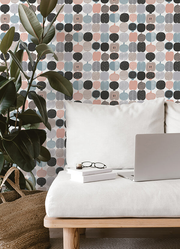 Pink and Grey Kompotti Peel and Stick Wallpaper - York Wallcoverings - MKS4500 - York Wallcoverings Wallpaper