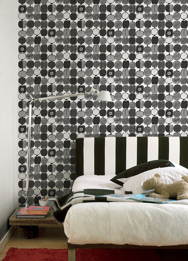 Black and White Kompotti Peel and Stick Wallpaper - York Wallcoverings - MKS4501 - York Wallcoverings Wallpaper