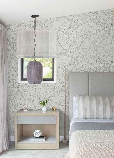 Koura Silver Branches Wallpaper - York Wallcoverings - 2976-86453 - York Wallcoverings Wallpaper