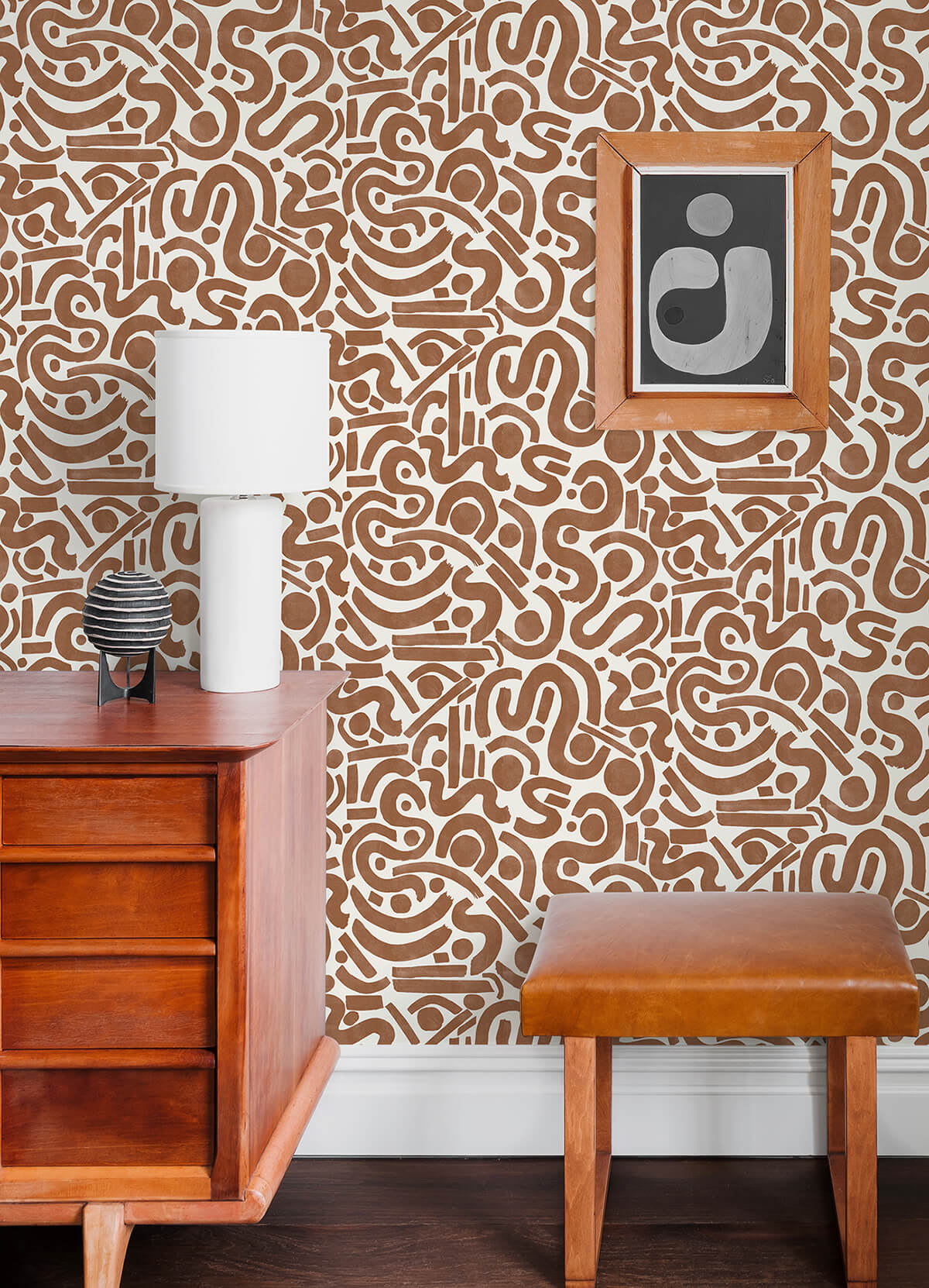 Terracotta Edie Geometric Peel and Stick Wallpaper - York Wallcoverings - NUS4635 - York Wallcoverings Wallpaper