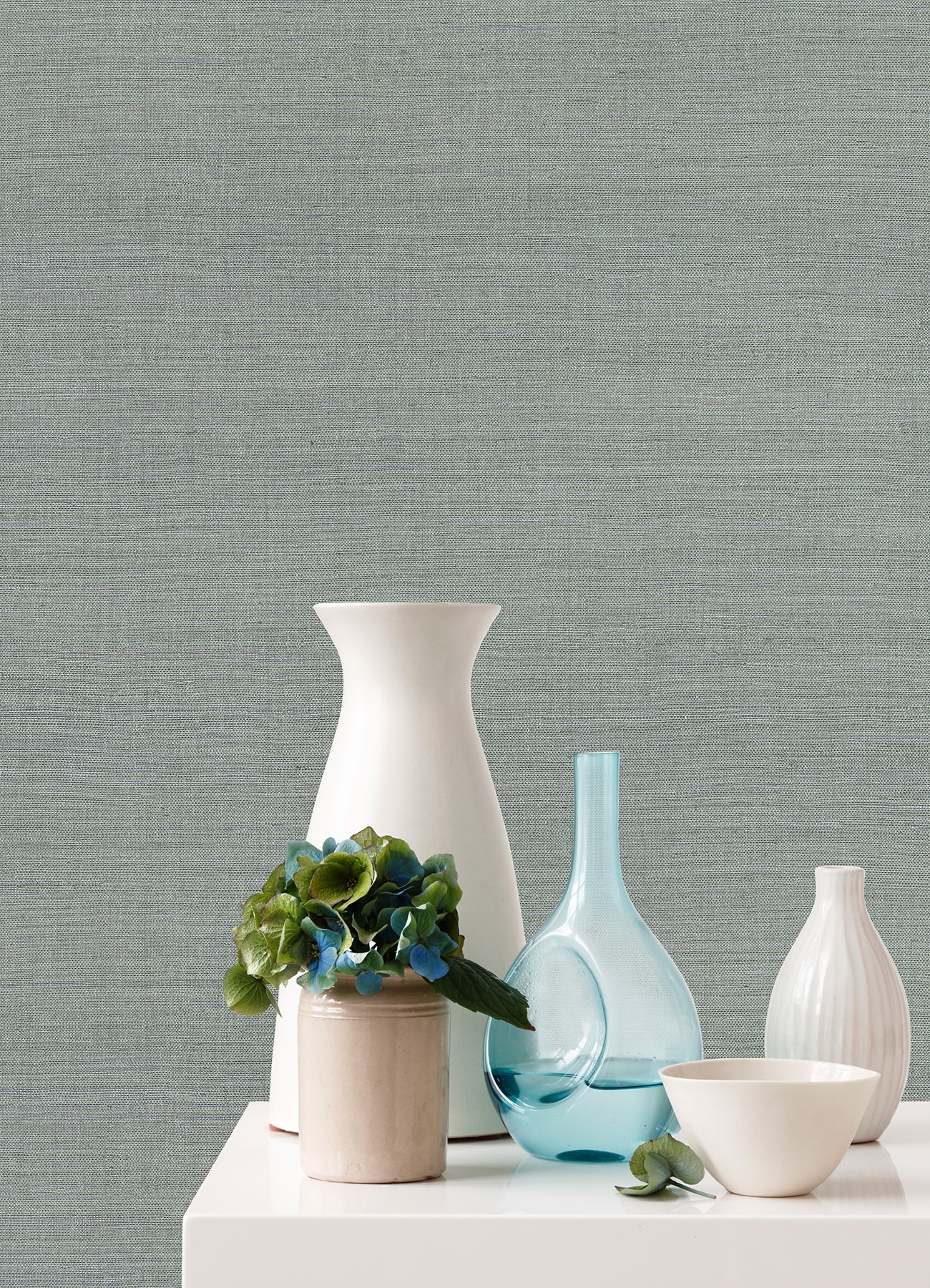 Zhejiang Aquamarine Grasscloth Wallpaper  | Brewster Wallcovering