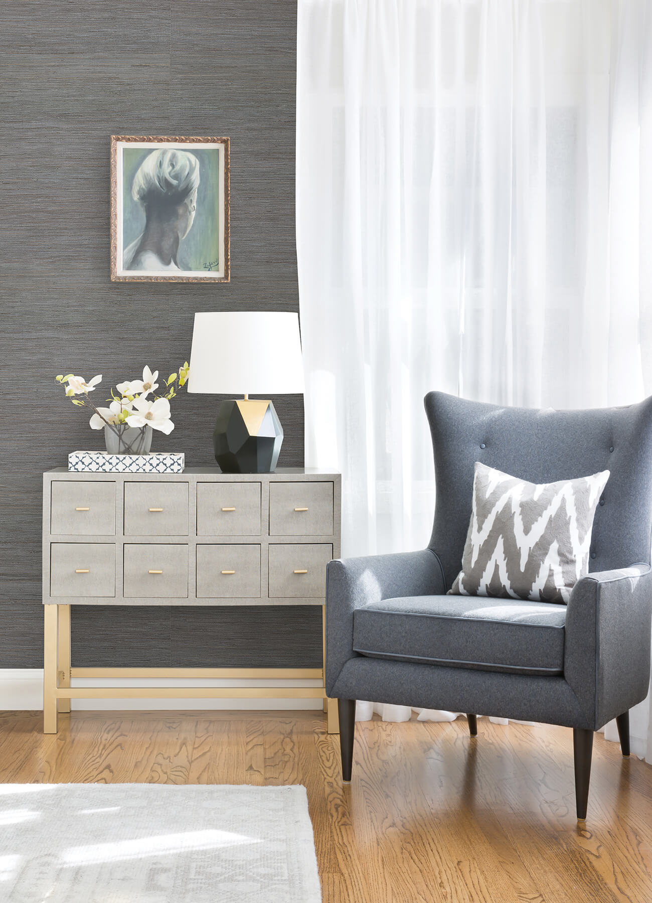 Shandong Slate Grasscloth Wallpaper - York Wallcoverings - 2923-80085 - York Wallcoverings Wallpaper
