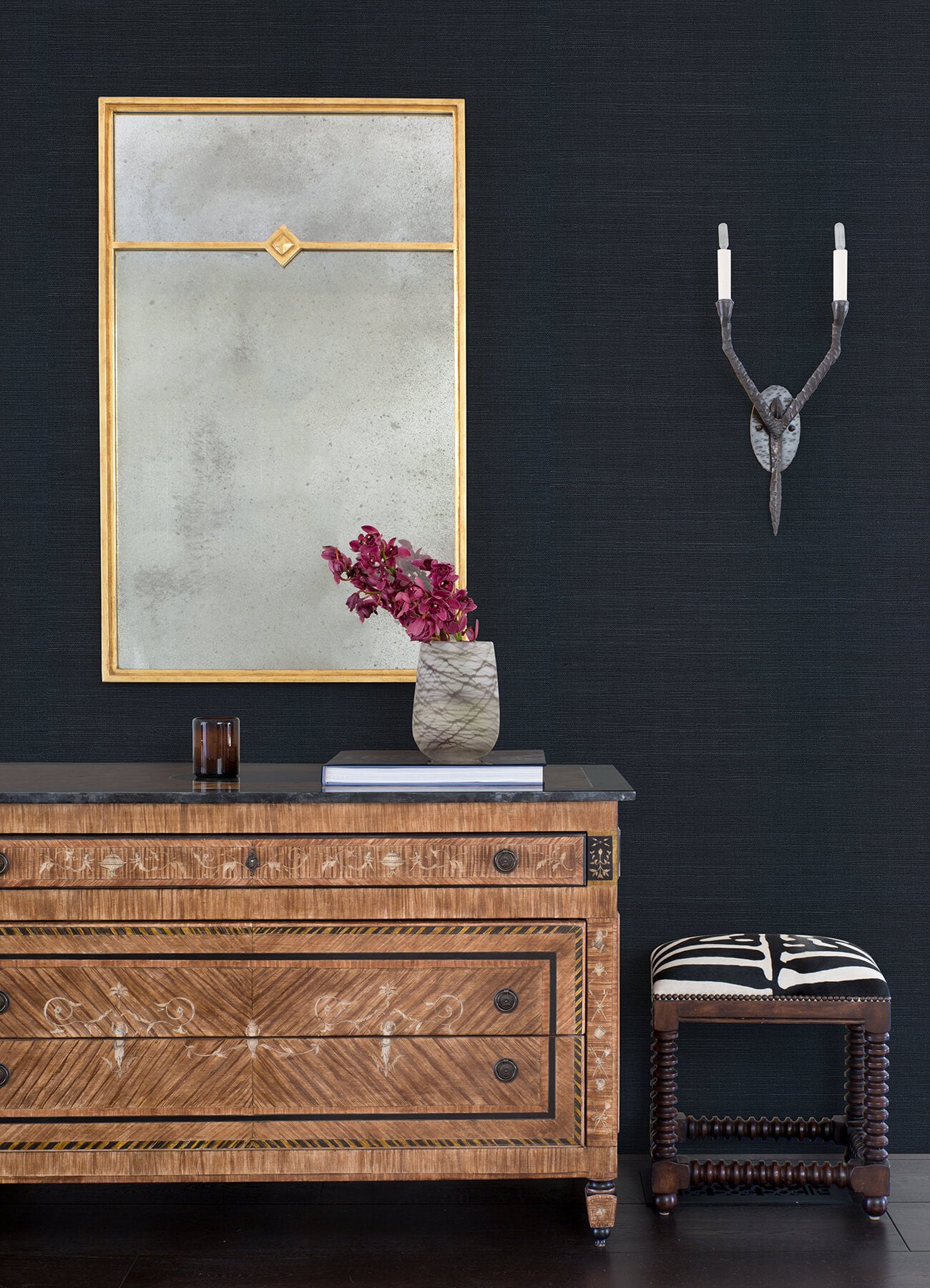 Peninsula Navy Sisal Grasscloth Wallpaper - York Wallcoverings - 2923-80088 - York Wallcoverings Wallpaper