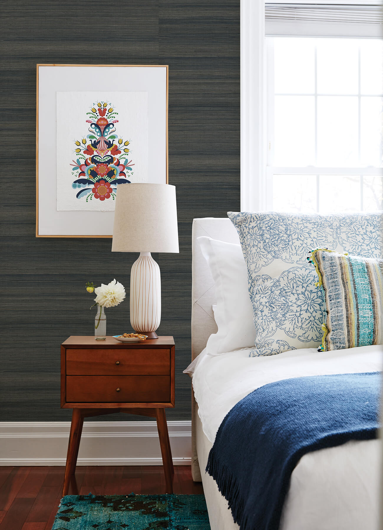 Mai Indigo Grasscloth Wallpaper - York Wallcoverings - 2923-86104 - York Wallcoverings Wallpaper
