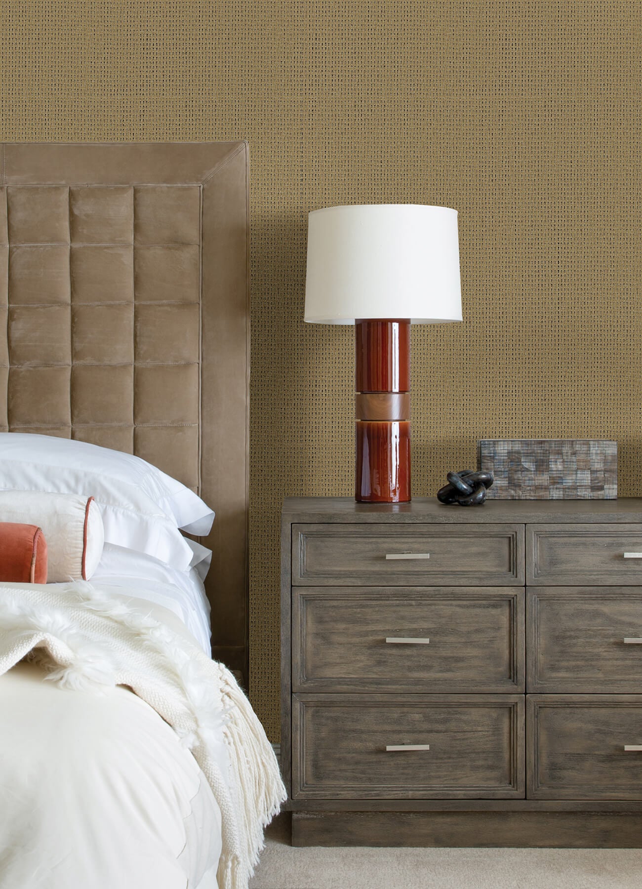 Ehuang Wheat Modern Basketweave Wallpaper - York Wallcoverings - 2923-88073 - York Wallcoverings Wallpaper