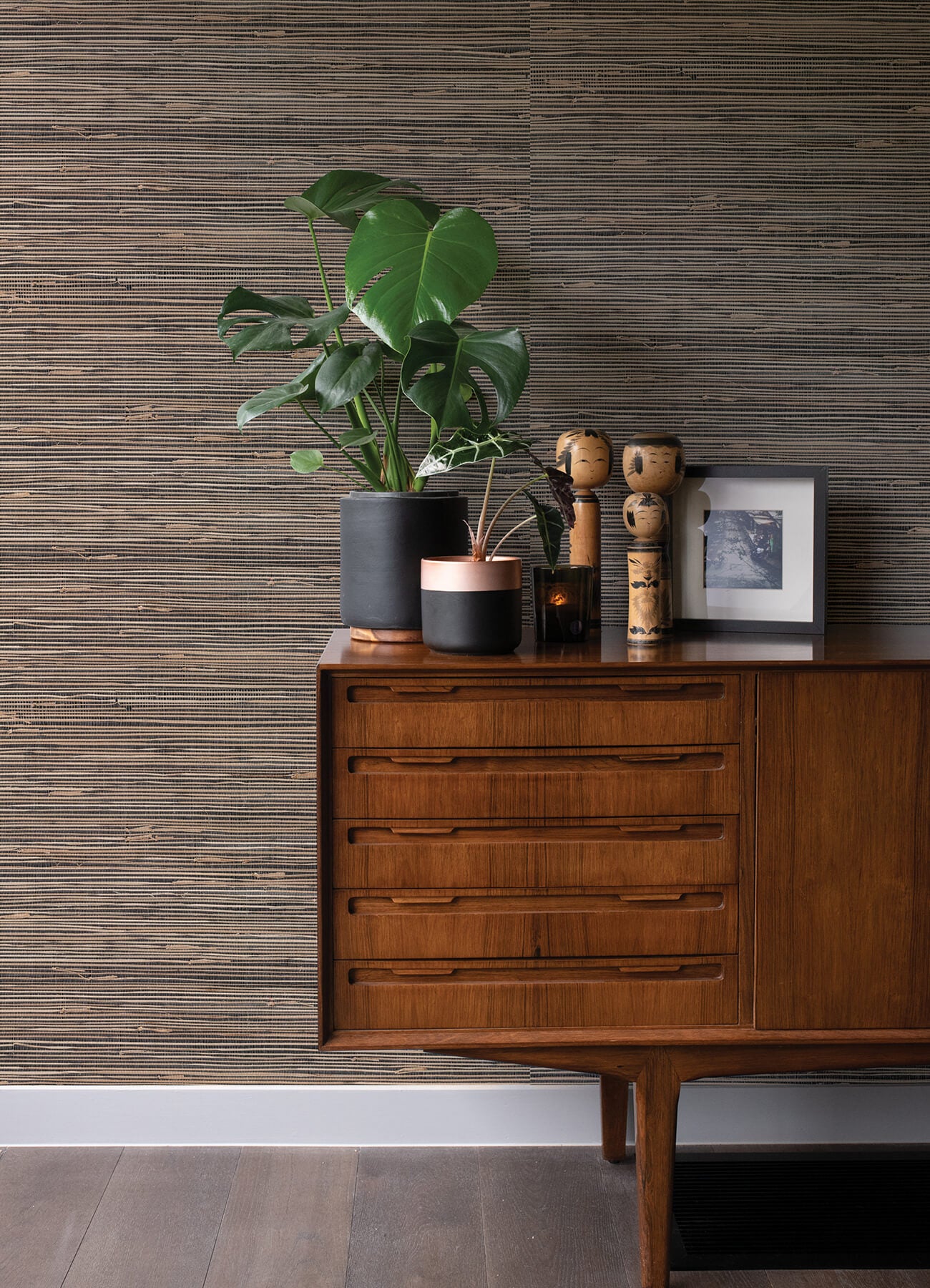 Anhui Black Grasscloth Wallpaper - York Wallcoverings - 2923-89475 - York Wallcoverings Wallpaper