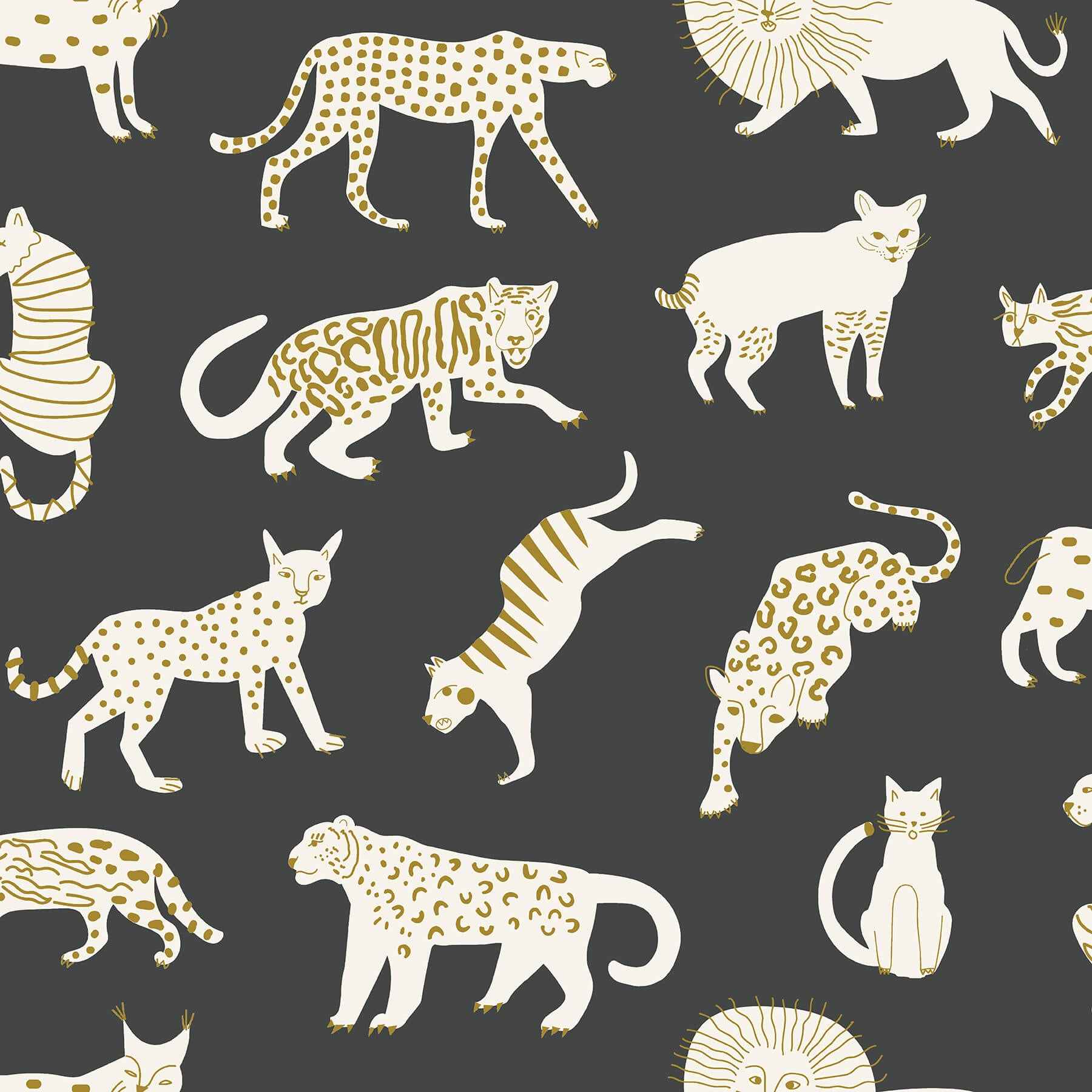 Black Kitty Kitty Novelty Peel and Stick Wallpaper - York Wallcoverings - LDS4582 - York Wallcoverings Wallpaper