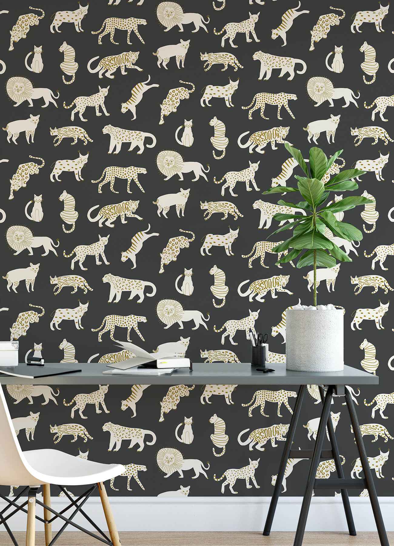 Black Kitty Kitty Novelty Peel and Stick Wallpaper - York Wallcoverings - LDS4582 - York Wallcoverings Wallpaper