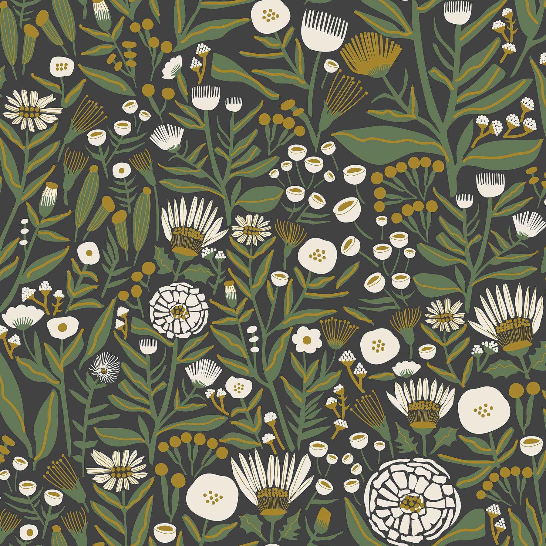Black Marigold Forest Flower Peel and Stick Wallpaper - York Wallcoverings - LDS4585