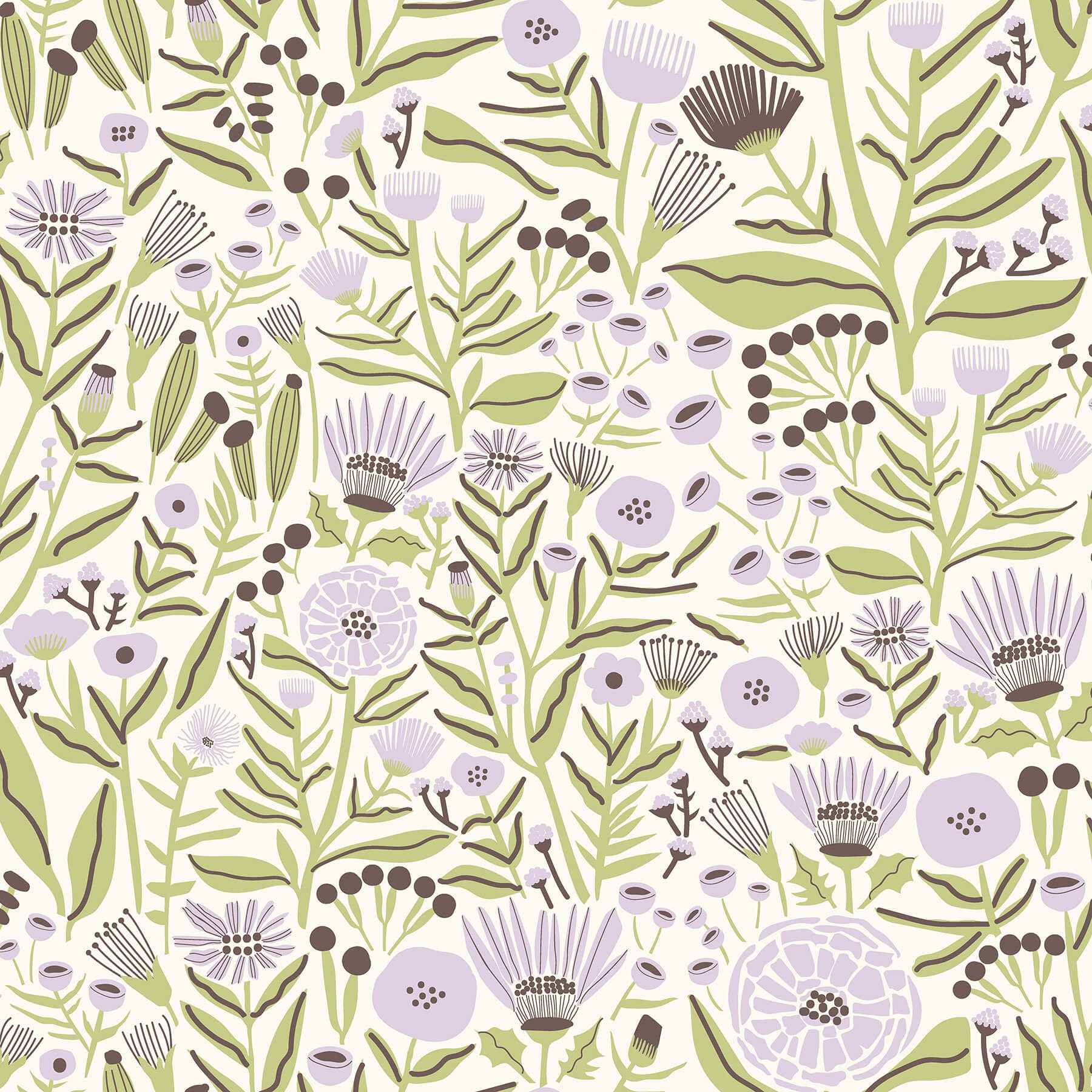 Lilac Marigold Forest Flower Peel and Stick Wallpaper - York Wallcoverings - LDS4588