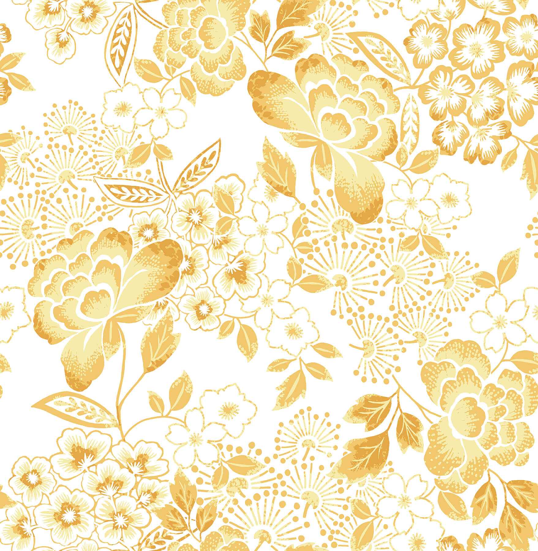 Irina Yellow Floral Blooms Wallpaper - York Wallcoverings - 4081-26302