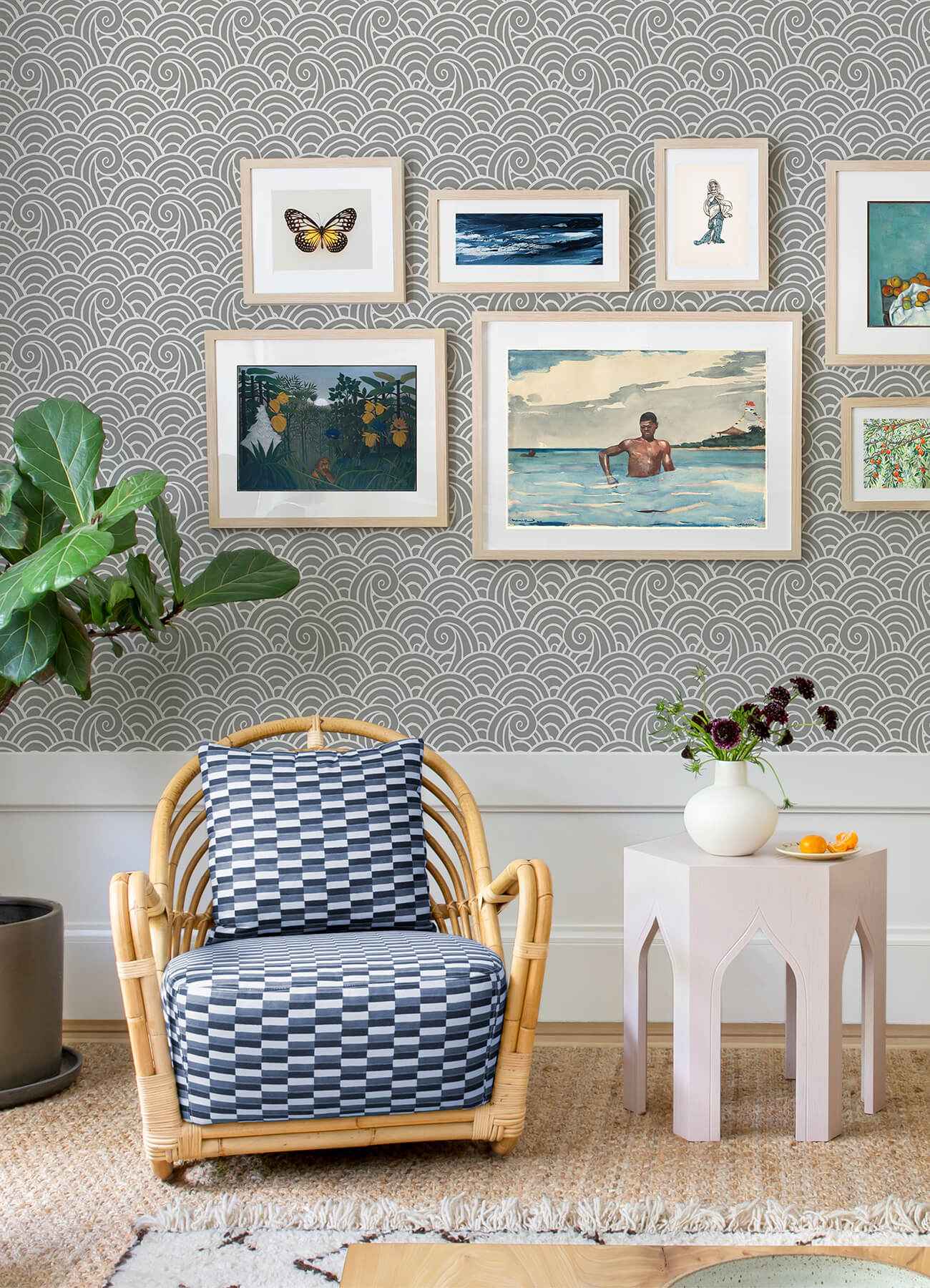 Alorah Grey Wave Wallpaper - York Wallcoverings - 4081-26308 - York Wallcoverings Wallpaper