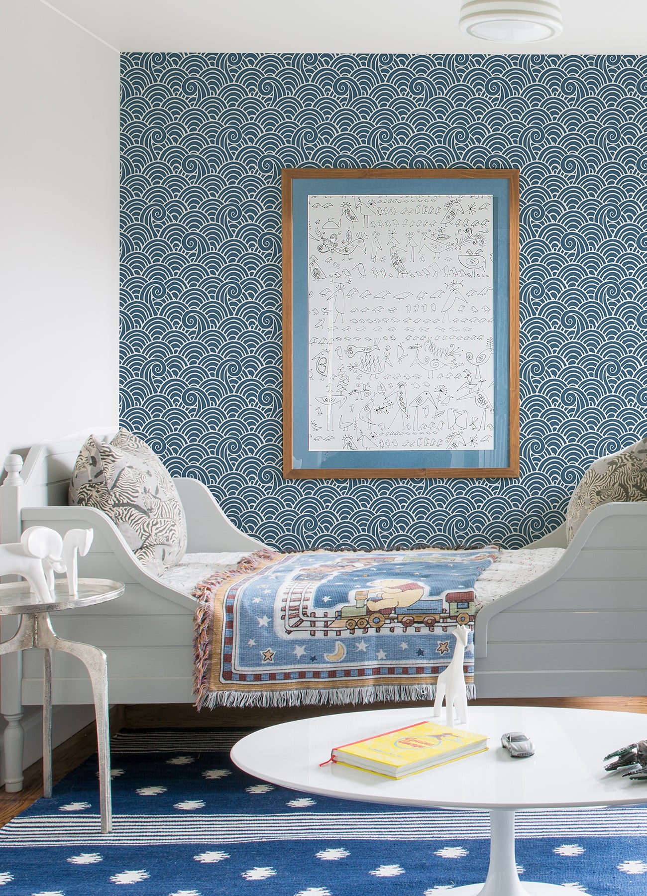 Alorah Blue Wave Wallpaper  | Brewster Wallcovering - The WorkRm